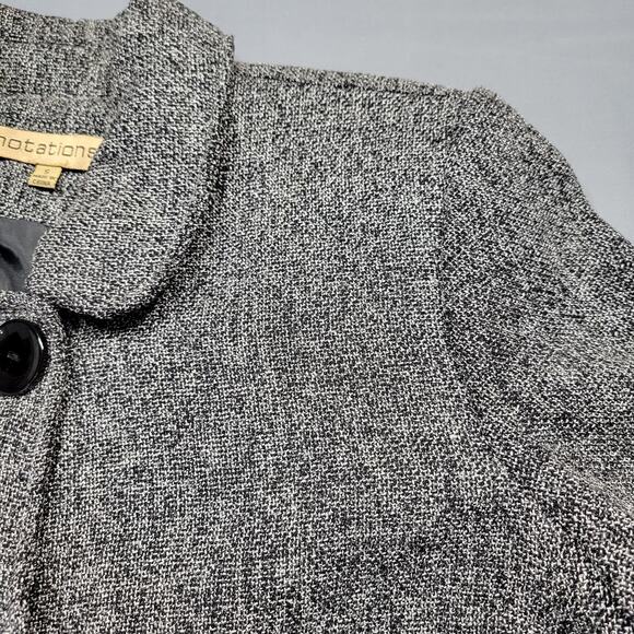 Notations Gray Charcoal Crop Jacket Preppy 3/4 Sleeves Button Up Women's Size S - Picture 6 of 10